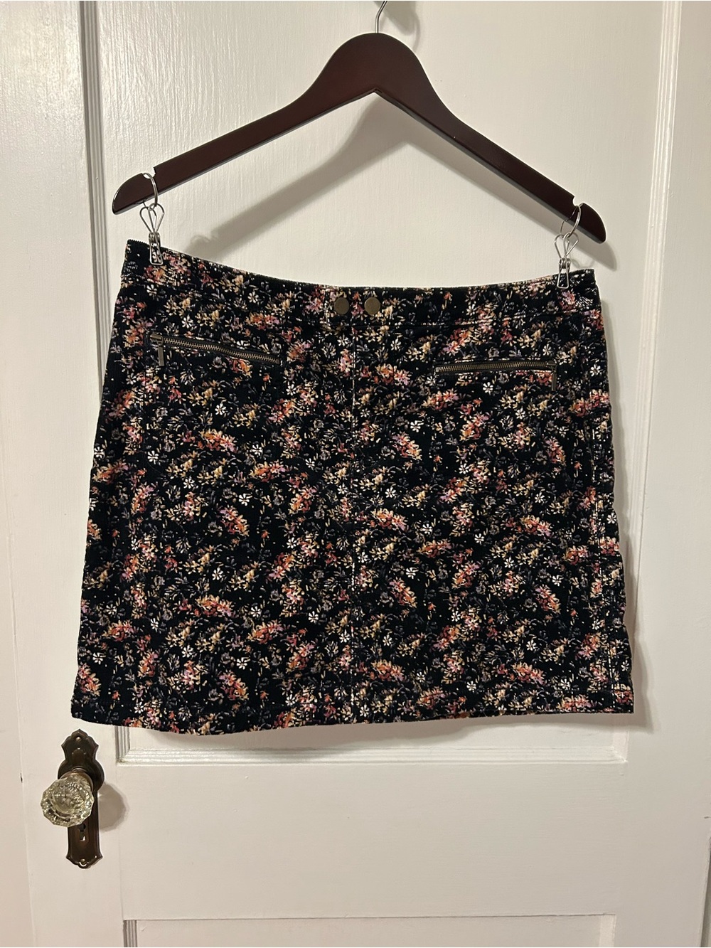 Mossimo Supply Co. Black Floral Velvet Mini Skirt